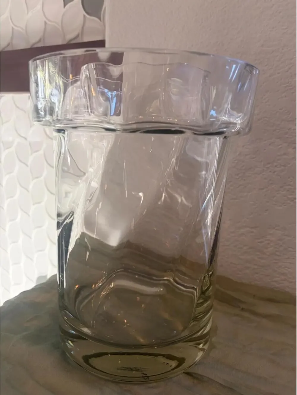 vintage Clear swirl Glass ice bucket wine Champagne cooler wih removable collar